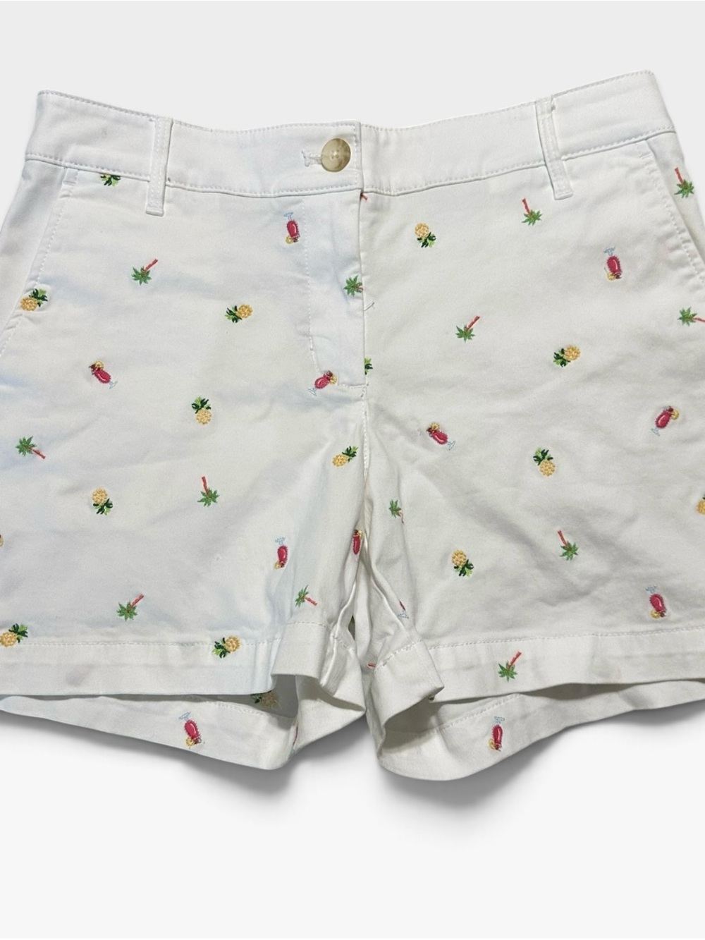 Tommy Bahama White Embroidered Pineapple & Cocktail Print Shorts
